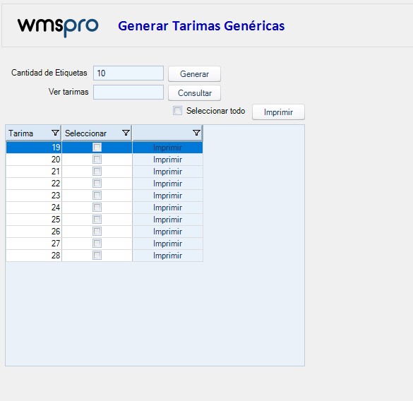 Generar Tarimas